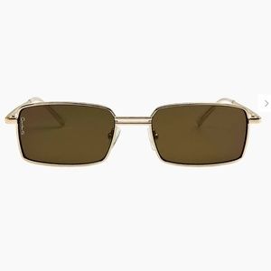 Trendy Skinny Square 90s Otra Illa Gold Sunglasses